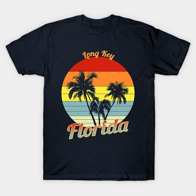 Long Key Florida Retro Tropical Palm Trees Vacation T-Shirt by macdonaldcreativestudios